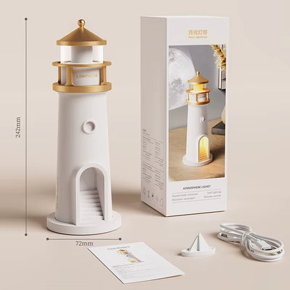 Enchanting Moon Lamp with Lighthouse Projection - Remote Control, Bluetooth Music, Motion Sensor - Perfect Ambient Night Light for Xmas & Birthday Gifts