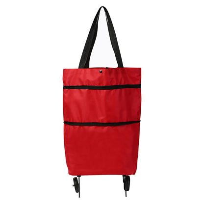 Versatile 2-In-1 Foldable Shopping Cart Bag - Waterproof Wheeled Trolley & Shoulder Bag for Groceries and Markets