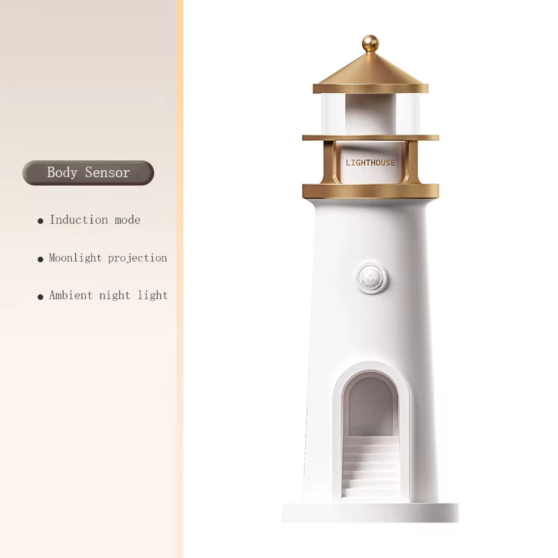 Enchanting Moon Lamp with Lighthouse Projection - Remote Control, Bluetooth Music, Motion Sensor - Perfect Ambient Night Light for Xmas & Birthday Gifts