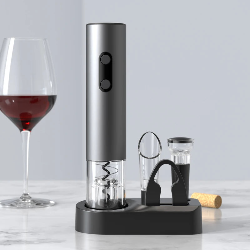 Effortless Enjoyment: Ultimate Electric Wine Opener Set with Automatic Corkscrew & Foil Cutter for Perfect Celebrations