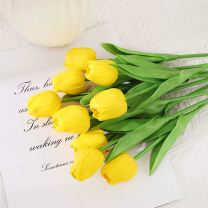 10PCS Realistic Touch Artificial Tulips - Perfect for Home Decor, Weddings, and DIY Bouquets