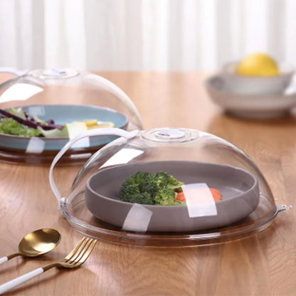 Microwave Splash-Proof Food Cover with Convenient Handle - Clear Heating Plate for Easy Cooking and Clean Meals