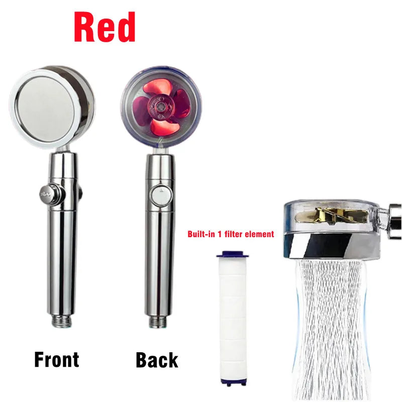 High-Pressure 360° Rotating Turbo Fan Shower Head - Water-Saving & Adjustable with Filters for Ultimate Bathroom Experience