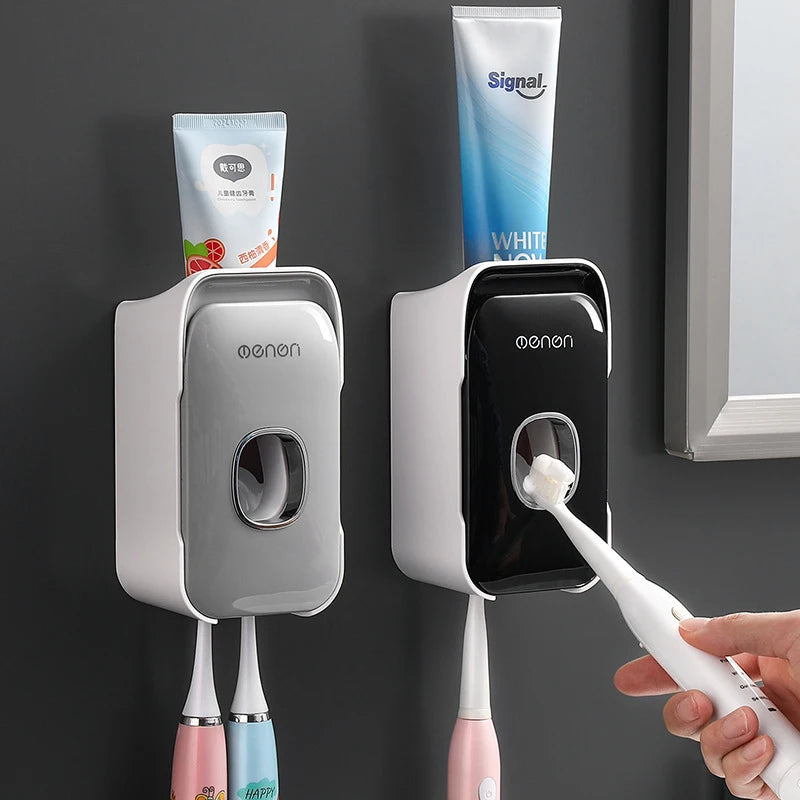 Revolutionize Your Bathroom Routine with Our Automatic Toothpaste Dispenser and Toothbrush Holder - Wall Mounted Convenience!