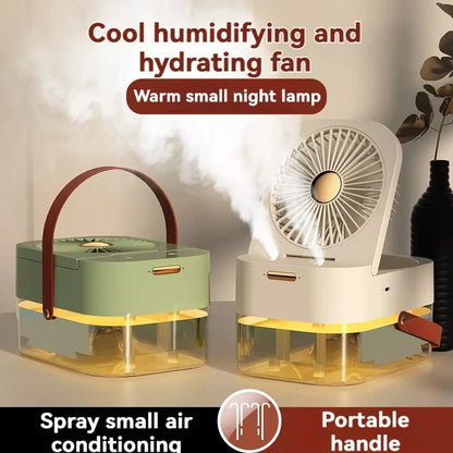 Stay Cool Anywhere with the New Portable Folding Spray Desktop Mini Fan - USB Rechargeable & Humidifying!