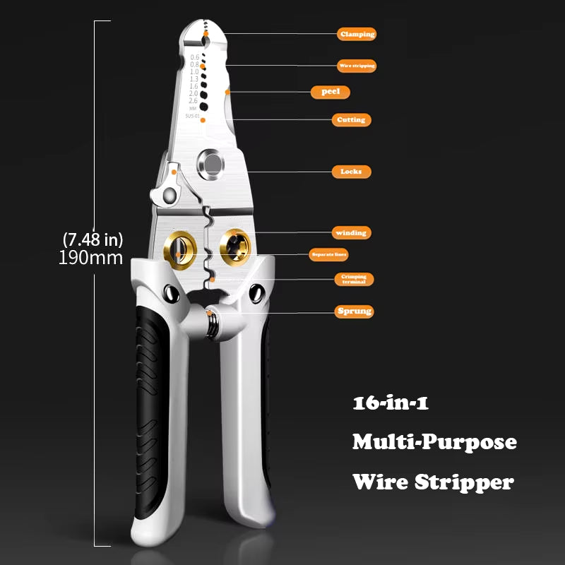 Versatile Multi-Purpose Wire Stripping Tool - Scissors, Crimper & Pliers for Professional Electricians