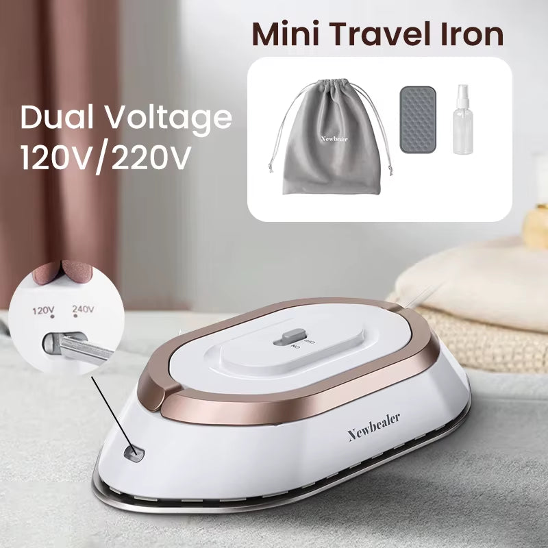 Compact & Powerful Mini Handheld Travel Iron - 120V/220V Dual Voltage for Effortless Wrinkle Removal Anywhere