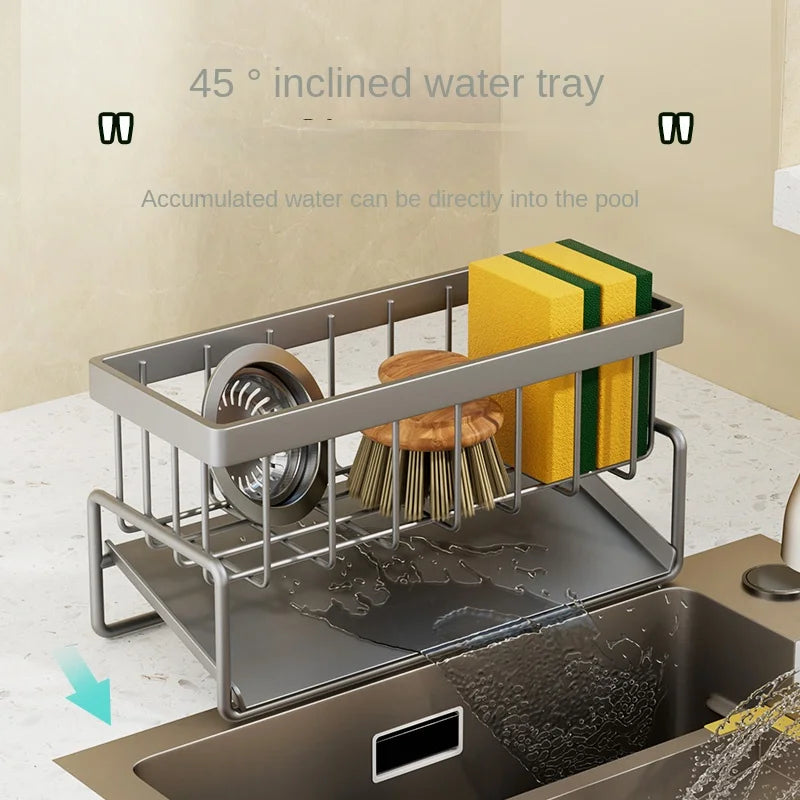Stainless Steel Kitchen Sink Drain Rack - Versatile Sponge & Dishcloth Storage Solution