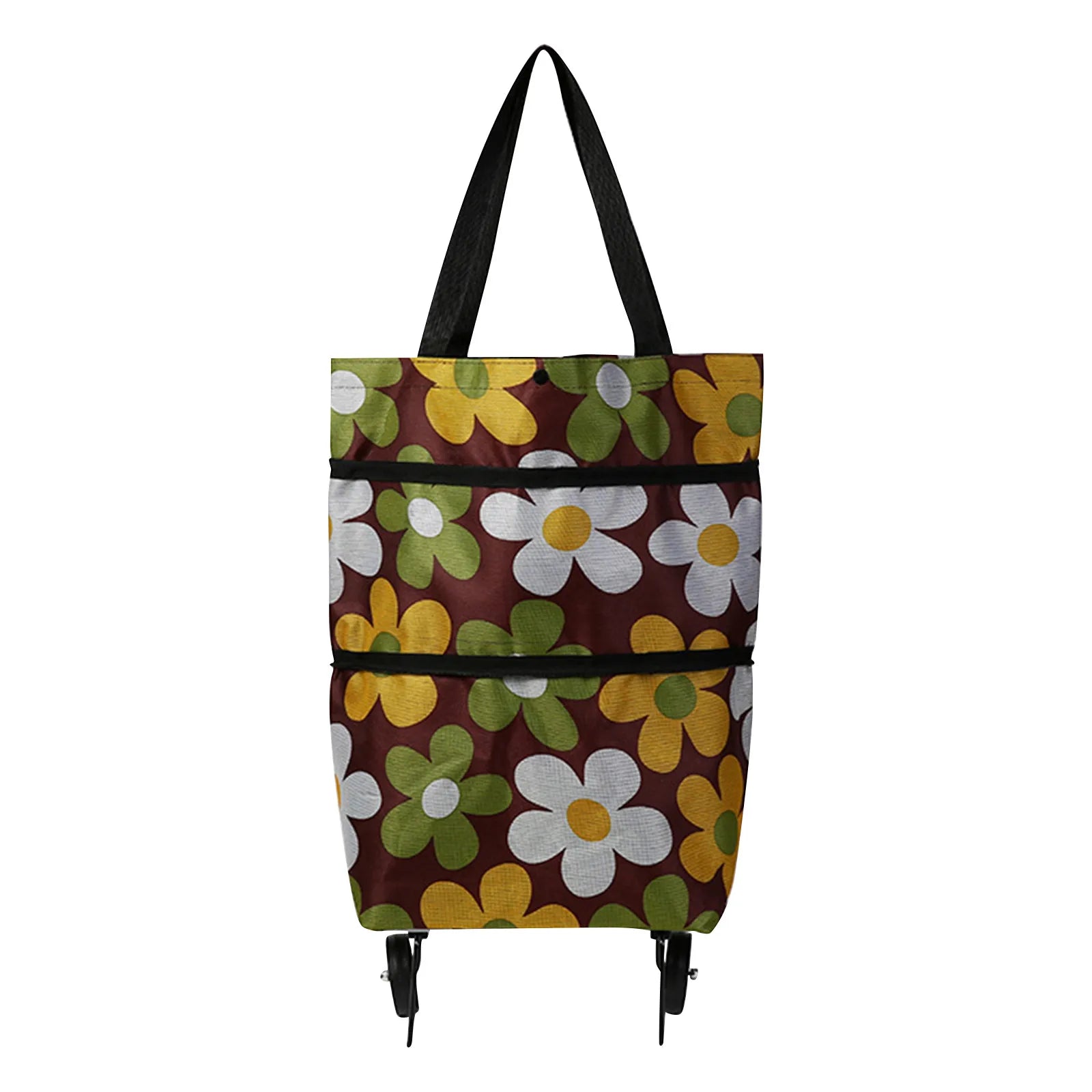 Versatile 2-In-1 Foldable Shopping Cart Bag - Waterproof Wheeled Trolley & Shoulder Bag for Groceries and Markets