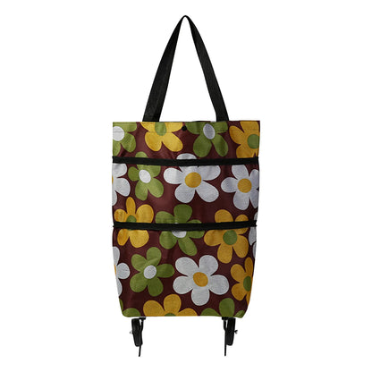 Versatile 2-In-1 Foldable Shopping Cart Bag - Waterproof Wheeled Trolley & Shoulder Bag for Groceries and Markets