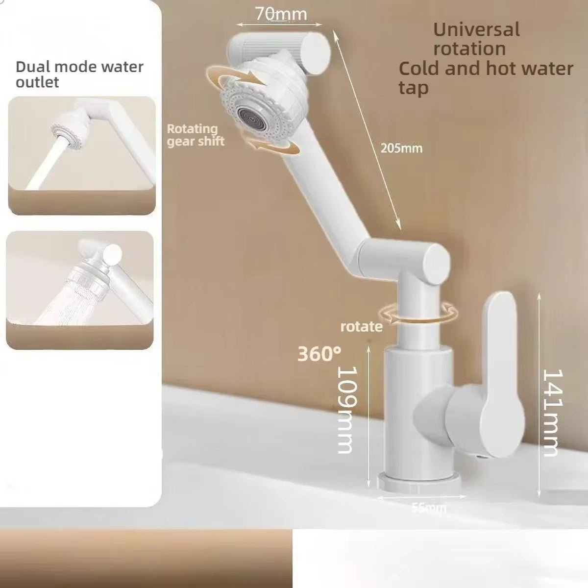 Revolutionary 1080° Swivel Kitchen & Bathroom Faucet - Multifunctional Hot & Cold Water Tap for Effortless Cleaning