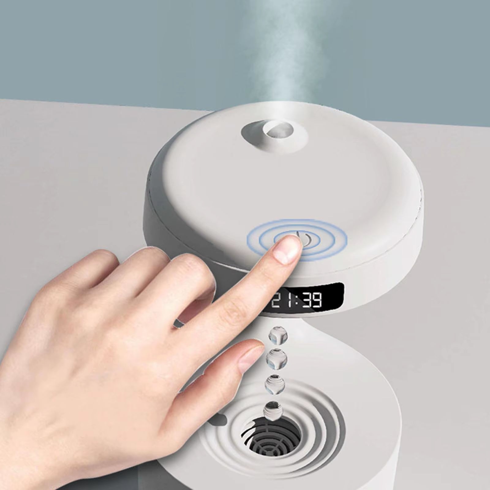 Transform Your Space with the 800ML LED Display Gravity Water Droplets Diffuser & Humidifier - Perfect Cool Fogger for Office and Bedroom