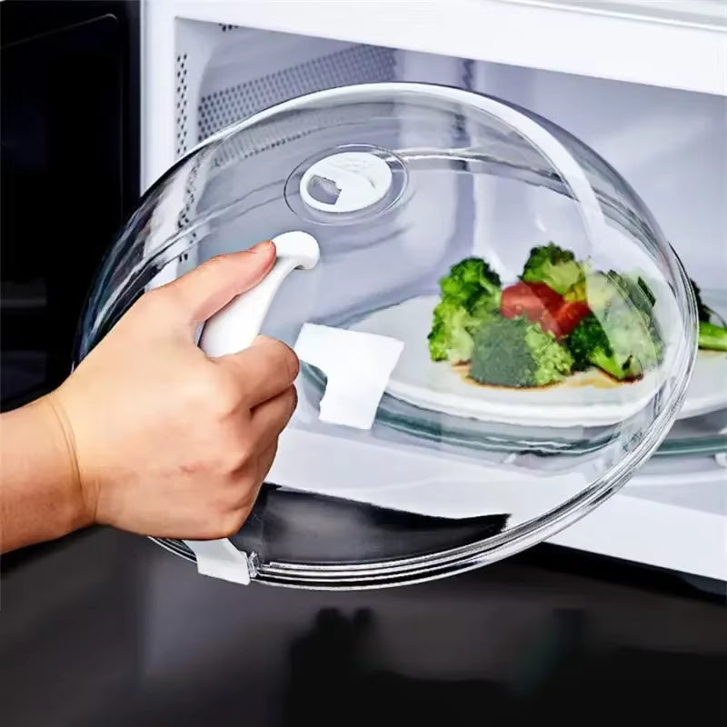 Microwave Splash-Proof Food Cover with Convenient Handle - Clear Heating Plate for Easy Cooking and Clean Meals