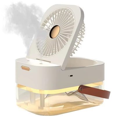 Stay Cool Anywhere with the New Portable Folding Spray Desktop Mini Fan - USB Rechargeable & Humidifying!