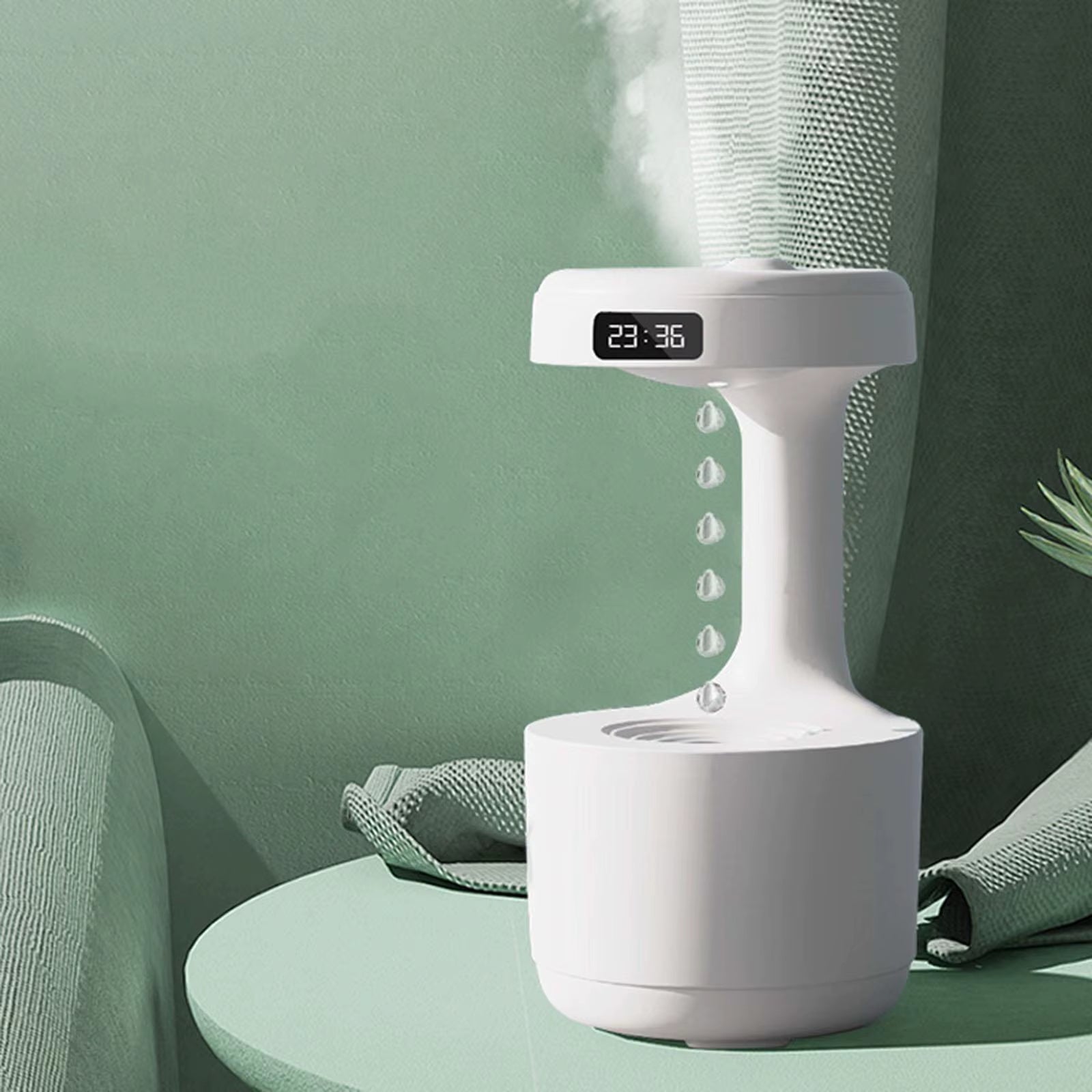 Transform Your Space with the 800ML LED Display Gravity Water Droplets Diffuser & Humidifier - Perfect Cool Fogger for Office and Bedroom