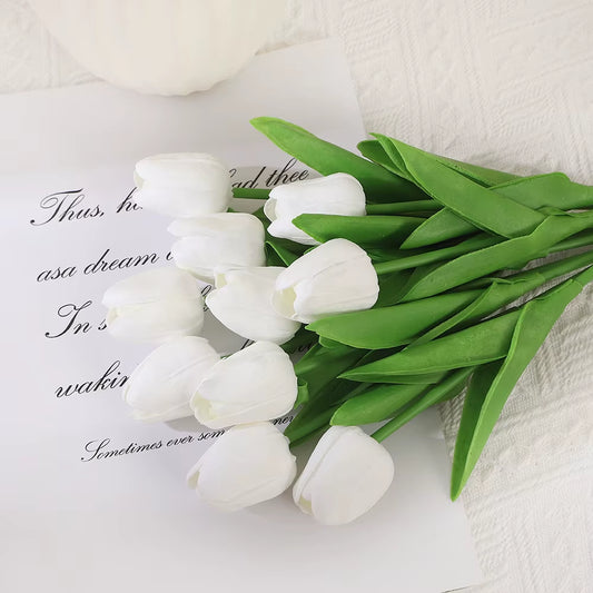 10PCS Realistic Touch Artificial Tulips - Perfect for Home Decor, Weddings, and DIY Bouquets