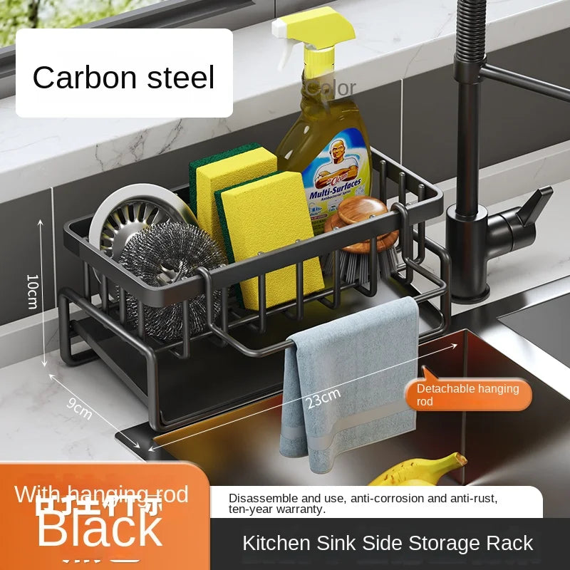 Stainless Steel Kitchen Sink Drain Rack - Versatile Sponge & Dishcloth Storage Solution