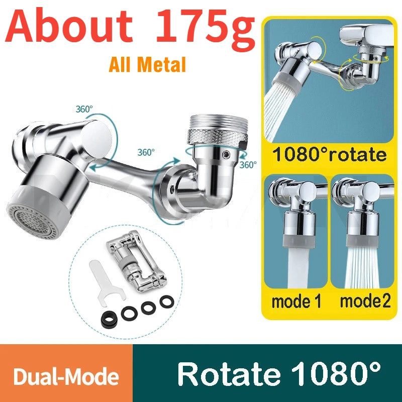 Universal 1080° Rotating Faucet Sprayer Head with 22/24mm Adapter - Kitchen Tap Extender Aerator Bubbler Nozzle