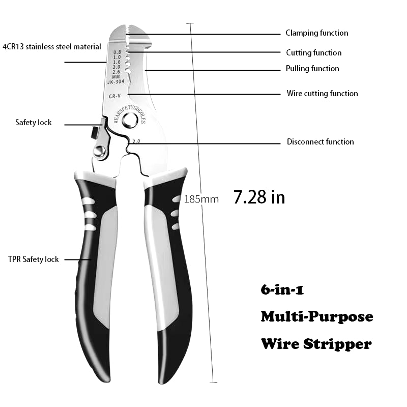 Versatile Multi-Purpose Wire Stripping Tool - Scissors, Crimper & Pliers for Professional Electricians