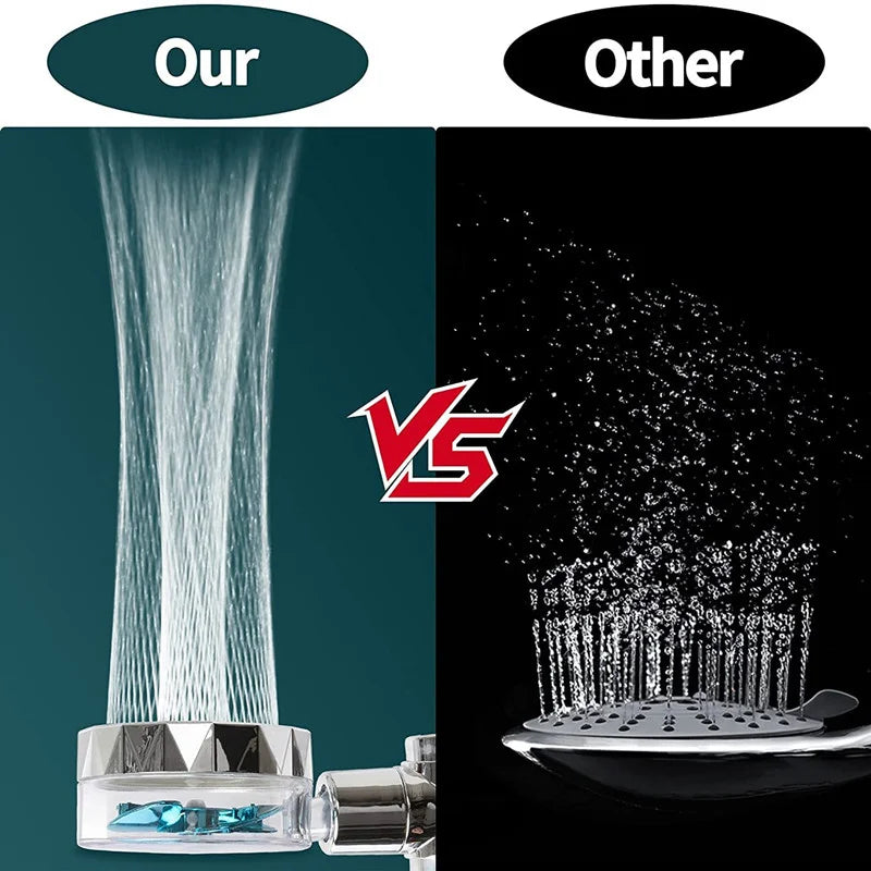 High-Pressure 360° Rotating Turbo Fan Shower Head - Water-Saving & Adjustable with Filters for Ultimate Bathroom Experience