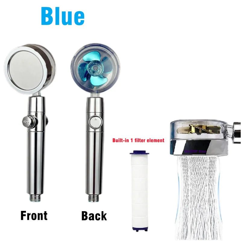 High-Pressure 360° Rotating Turbo Fan Shower Head - Water-Saving & Adjustable with Filters for Ultimate Bathroom Experience