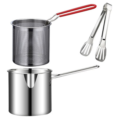 Premium 304 Stainless Steel Deep Frying Pot with Strainer - Perfect for Crispy French Fries and Chicken!