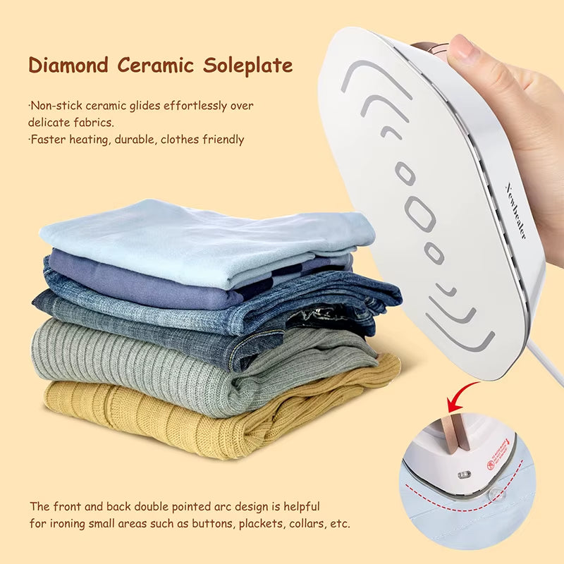Compact & Powerful Mini Handheld Travel Iron - 120V/220V Dual Voltage for Effortless Wrinkle Removal Anywhere