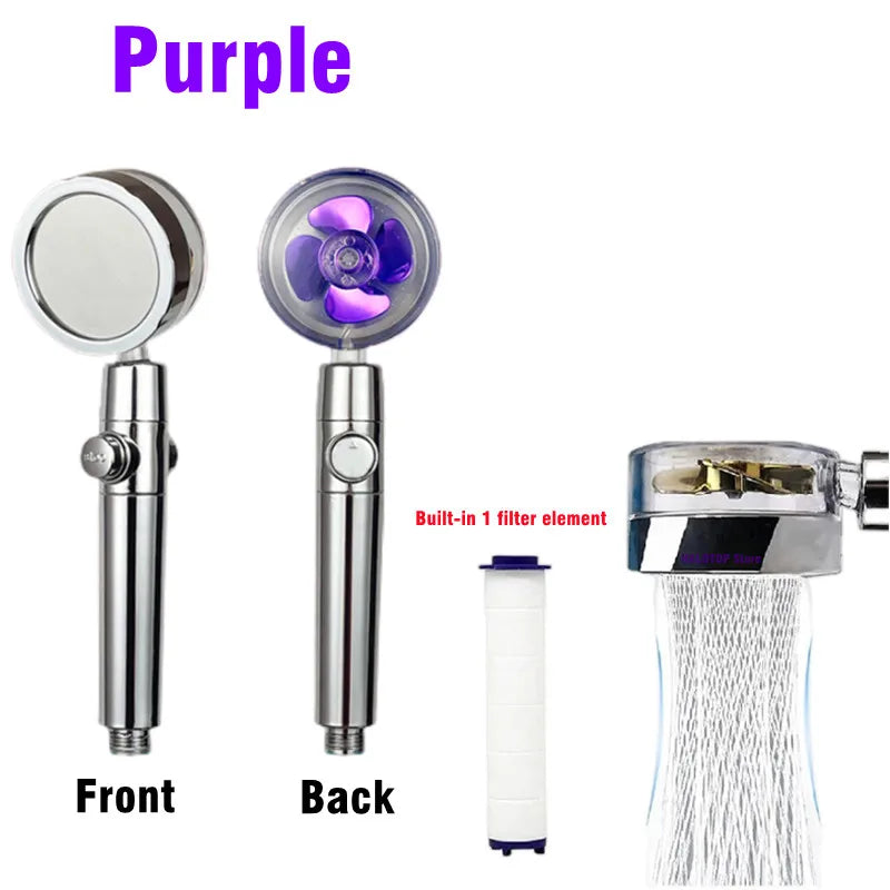High-Pressure 360° Rotating Turbo Fan Shower Head - Water-Saving & Adjustable with Filters for Ultimate Bathroom Experience