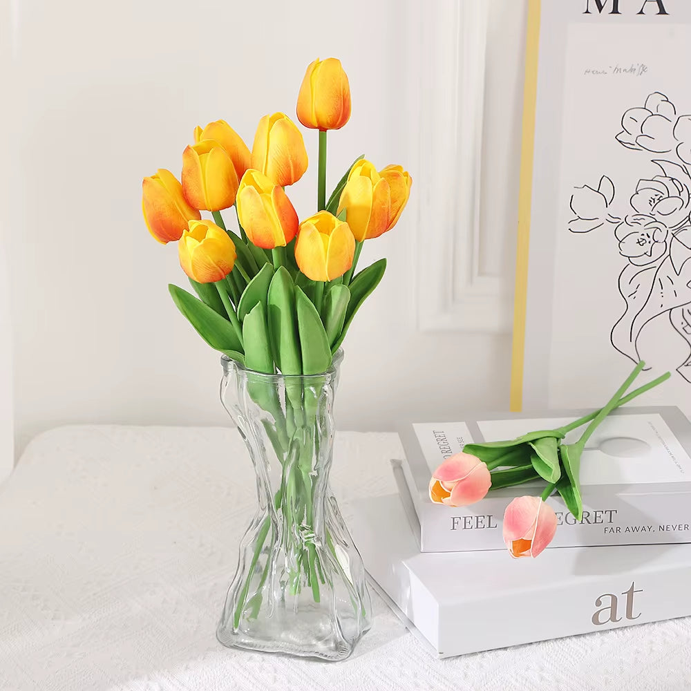 10PCS Realistic Touch Artificial Tulips - Perfect for Home Decor, Weddings, and DIY Bouquets