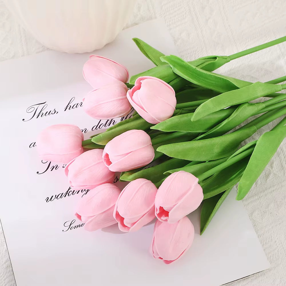 10PCS Realistic Touch Artificial Tulips - Perfect for Home Decor, Weddings, and DIY Bouquets