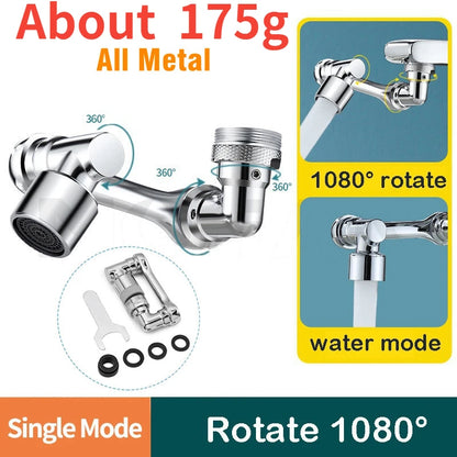 Universal 1080° Rotating Faucet Sprayer Head with 22/24mm Adapter - Kitchen Tap Extender Aerator Bubbler Nozzle