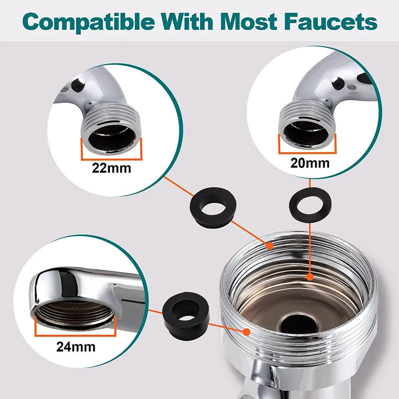 Universal 1080° Rotating Faucet Sprayer Head with 22/24mm Adapter - Kitchen Tap Extender Aerator Bubbler Nozzle