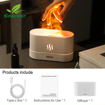 Transform Your Space with the Ultrasonic Aroma Diffuser & Humidifier - LED Flame Lamp & Cool Mist Essential Oil Fogger