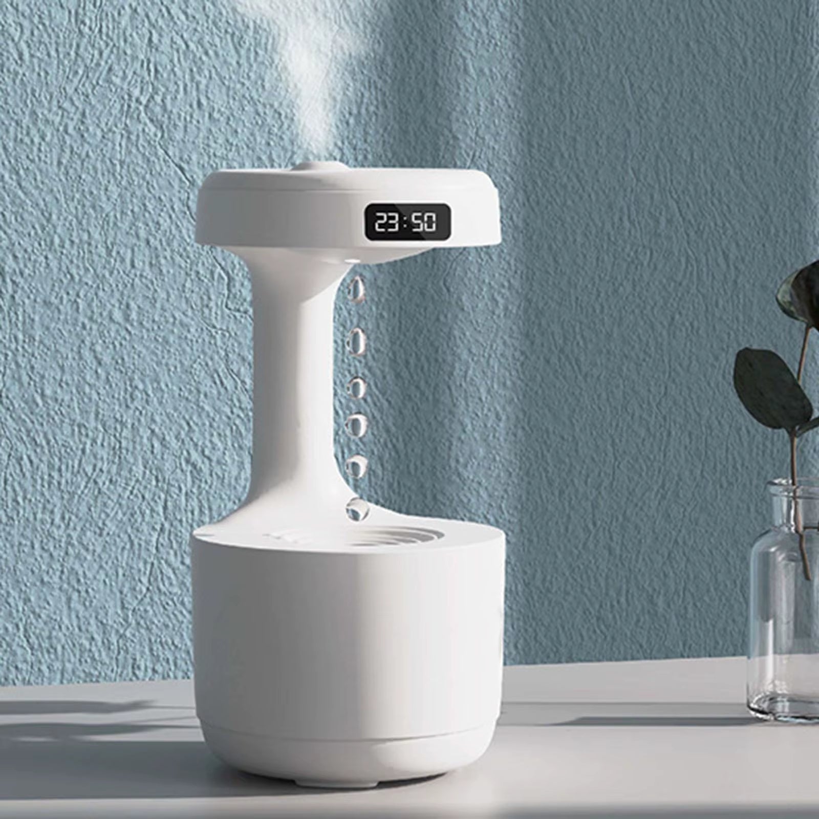 Transform Your Space with the 800ML LED Display Gravity Water Droplets Diffuser & Humidifier - Perfect Cool Fogger for Office and Bedroom