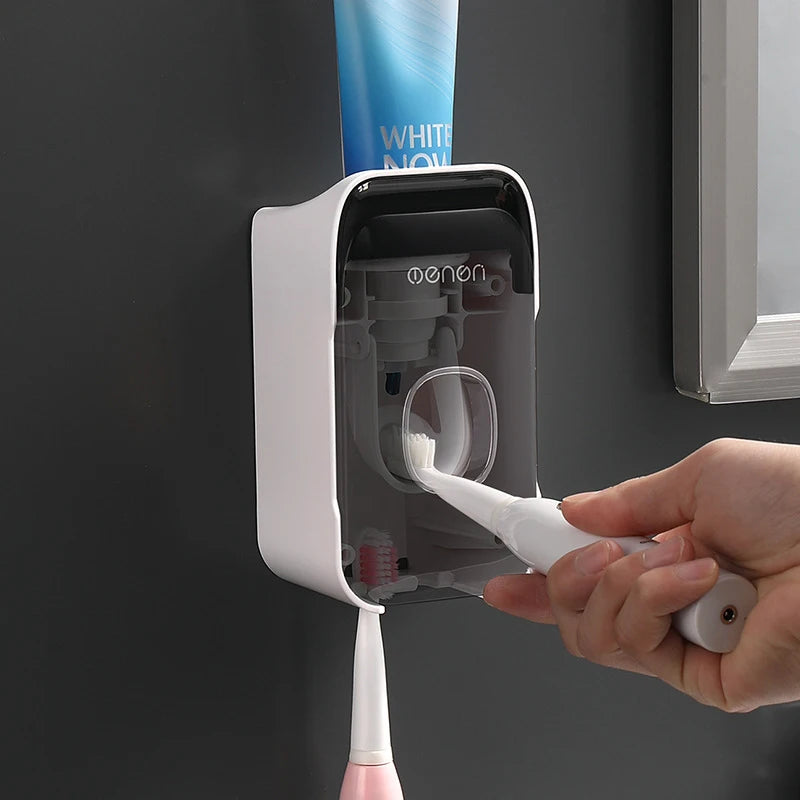 Revolutionize Your Bathroom Routine with Our Automatic Toothpaste Dispenser and Toothbrush Holder - Wall Mounted Convenience!