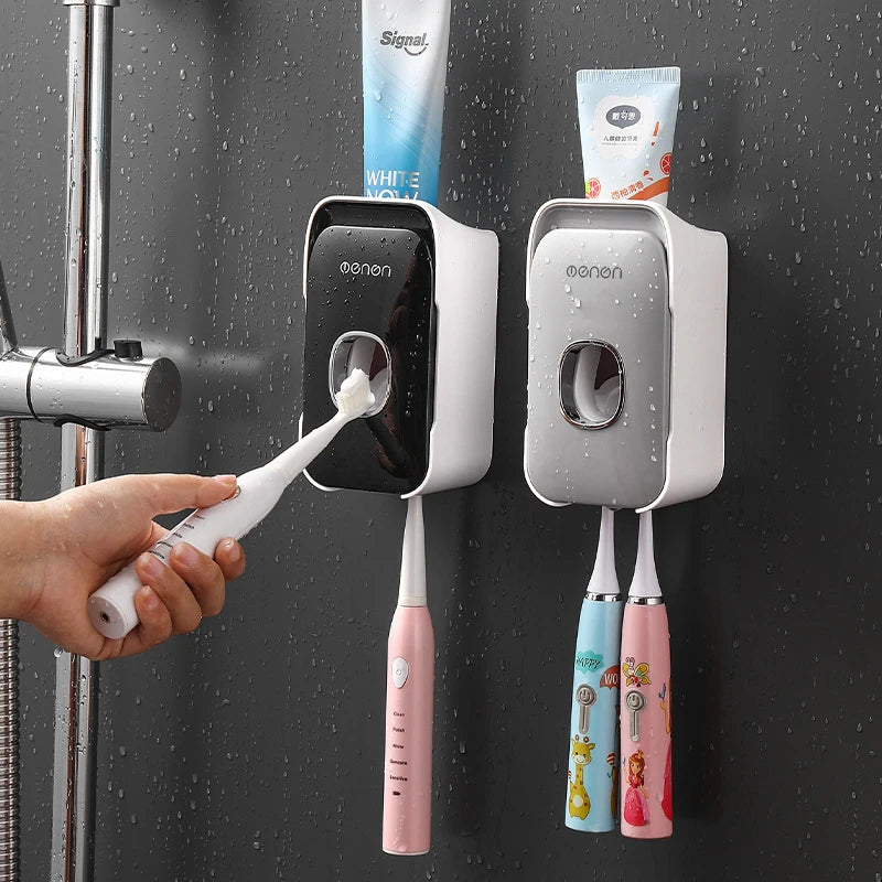 Revolutionize Your Bathroom Routine with Our Automatic Toothpaste Dispenser and Toothbrush Holder - Wall Mounted Convenience!