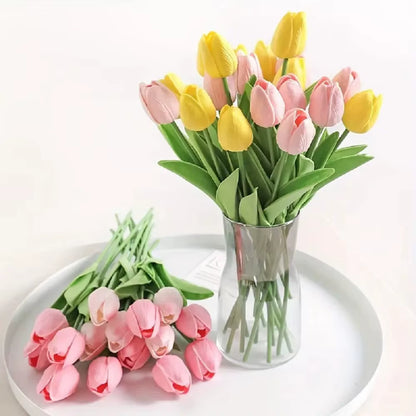 10PCS Realistic Touch Artificial Tulips - Perfect for Home Decor, Weddings, and DIY Bouquets